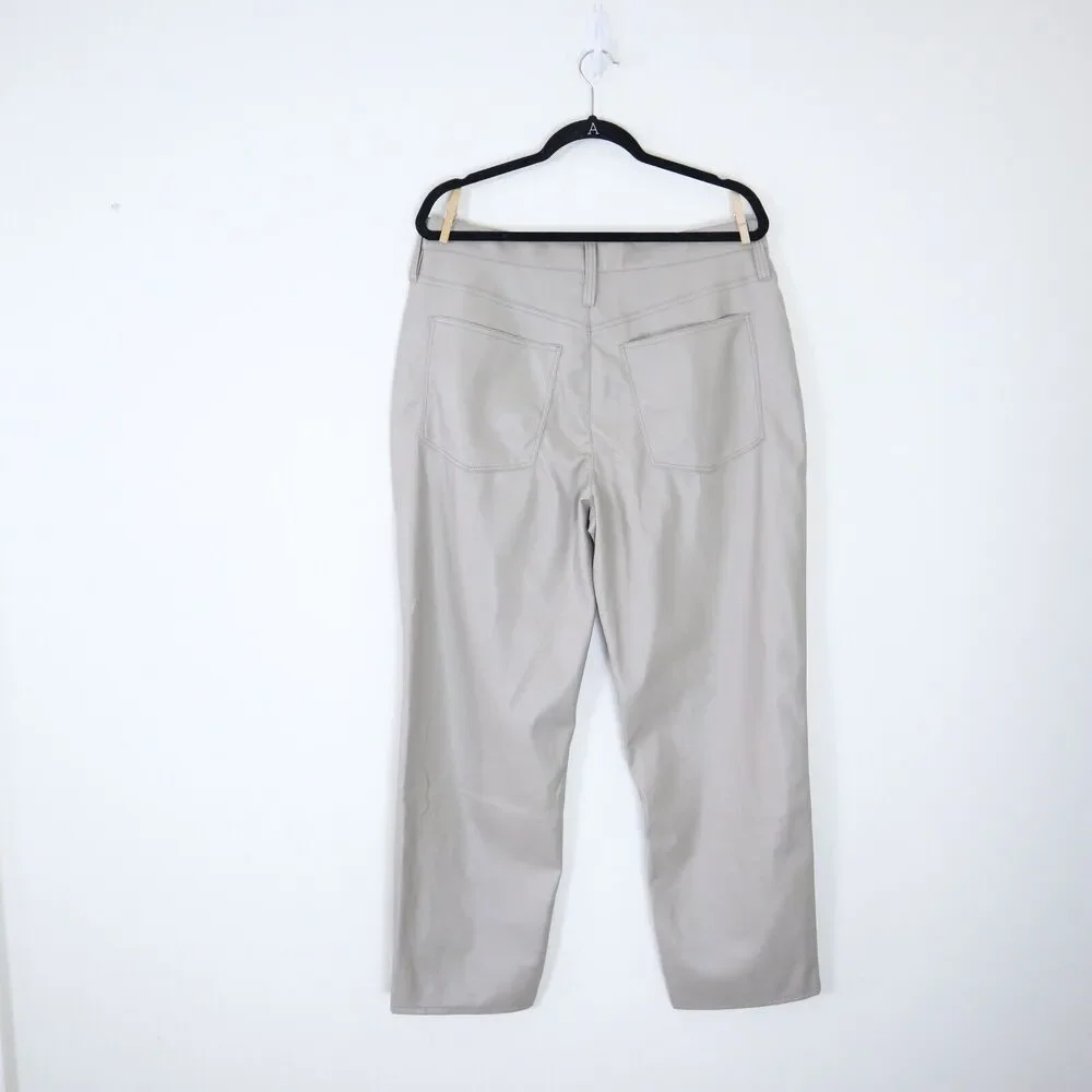 Madewell Size 32 The Perfect Vintage Faux Leather Straight Leg Pants Linen Cream - Picture 7 of 10